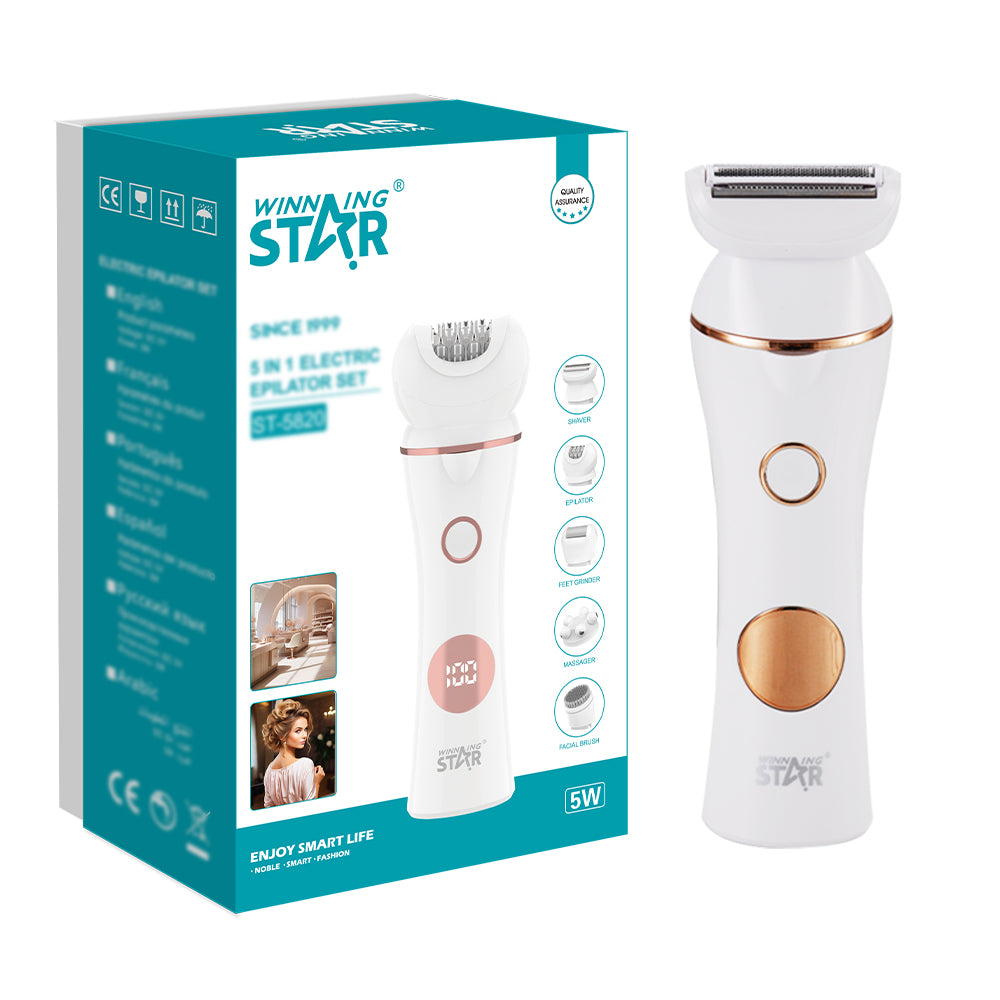 5-in-1 Electric Epilator Kit with Digital Display – WINNINGSTAR