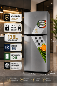 138L Lockable Double-Door Fridge Freezer – EMIRATE